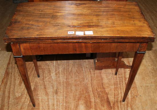 Late George III mahogany rectangular topped folding card table